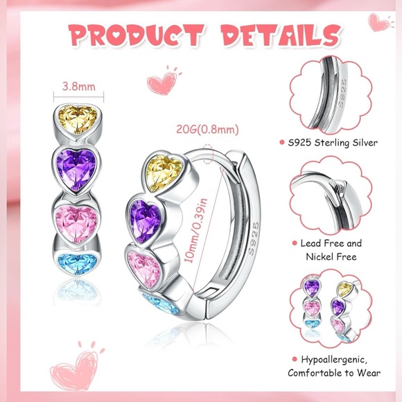 💙3/$15🆕NWT MILACOLATO 925 Sterling Silver Small Hoop Heart Earrings - Picture 2 of 5